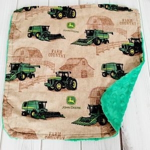John deere cotton n minky lovey 14 x 14 inches